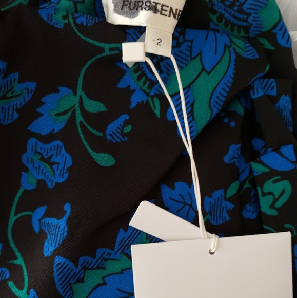 DVF floral flat front crepe wide leg trouser pants - Picture 7 of 11